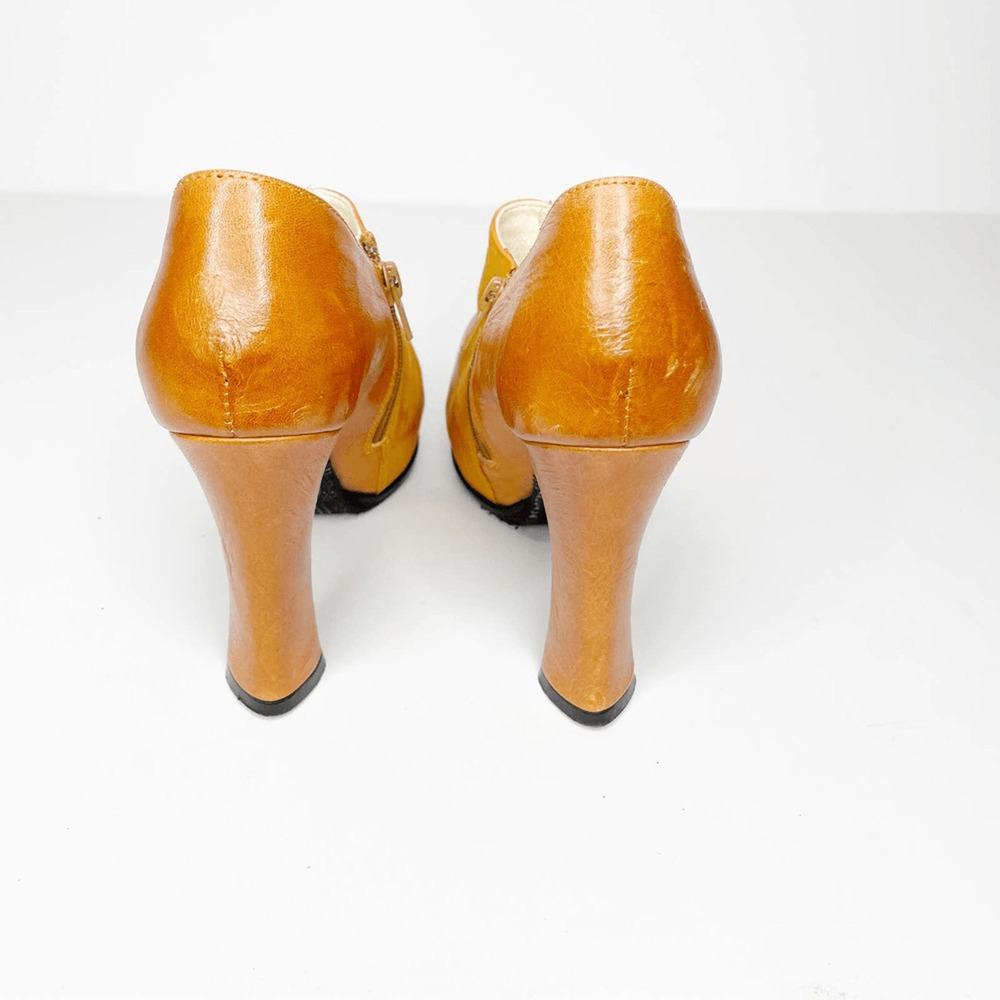 Prophecy Our Secret womens ankle bootie orange leather heeled boot EUR 37 US 7 - Picture 5 of 10
